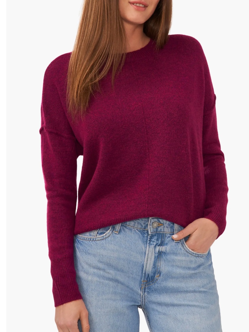 Vince Camuto Berry Exposed Seam Crewneck Sweater size M
